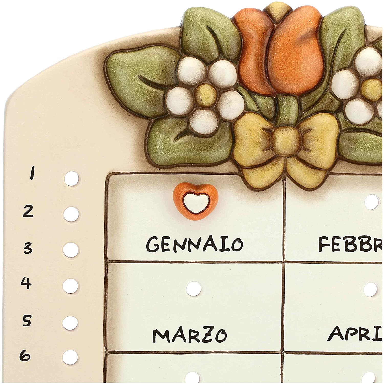 THUN-Calendario perpetuo da Parete in Ceramica Country con Coccinella  Portafortuna - Casalinda