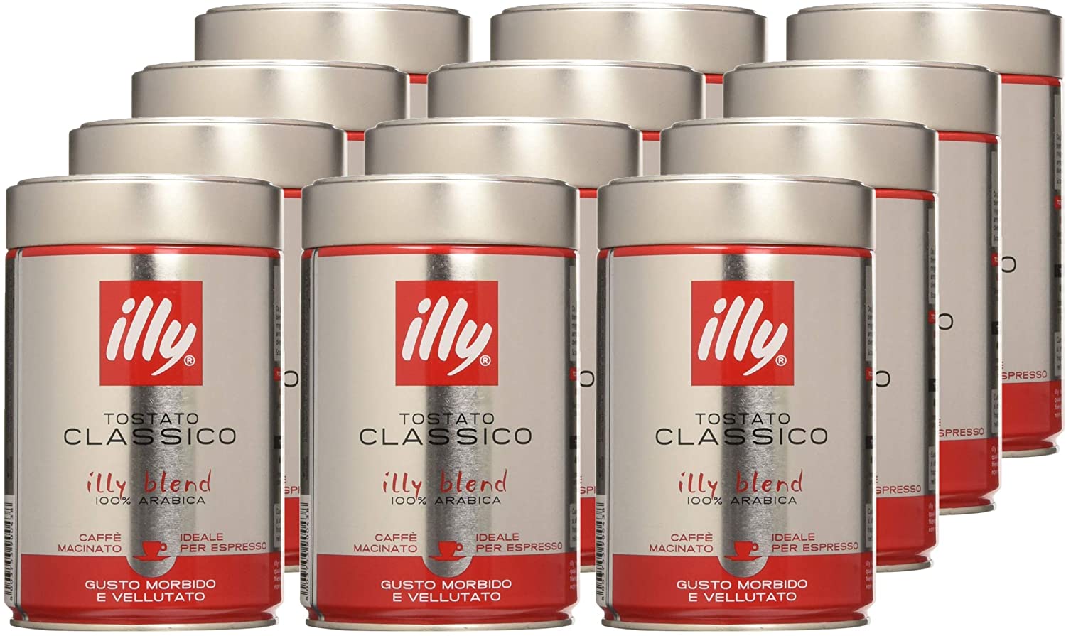 illy Caffè Macinato Espresso Tostato Classico - Confezione da 12 Barattoli  da 250 gr - Casalinda